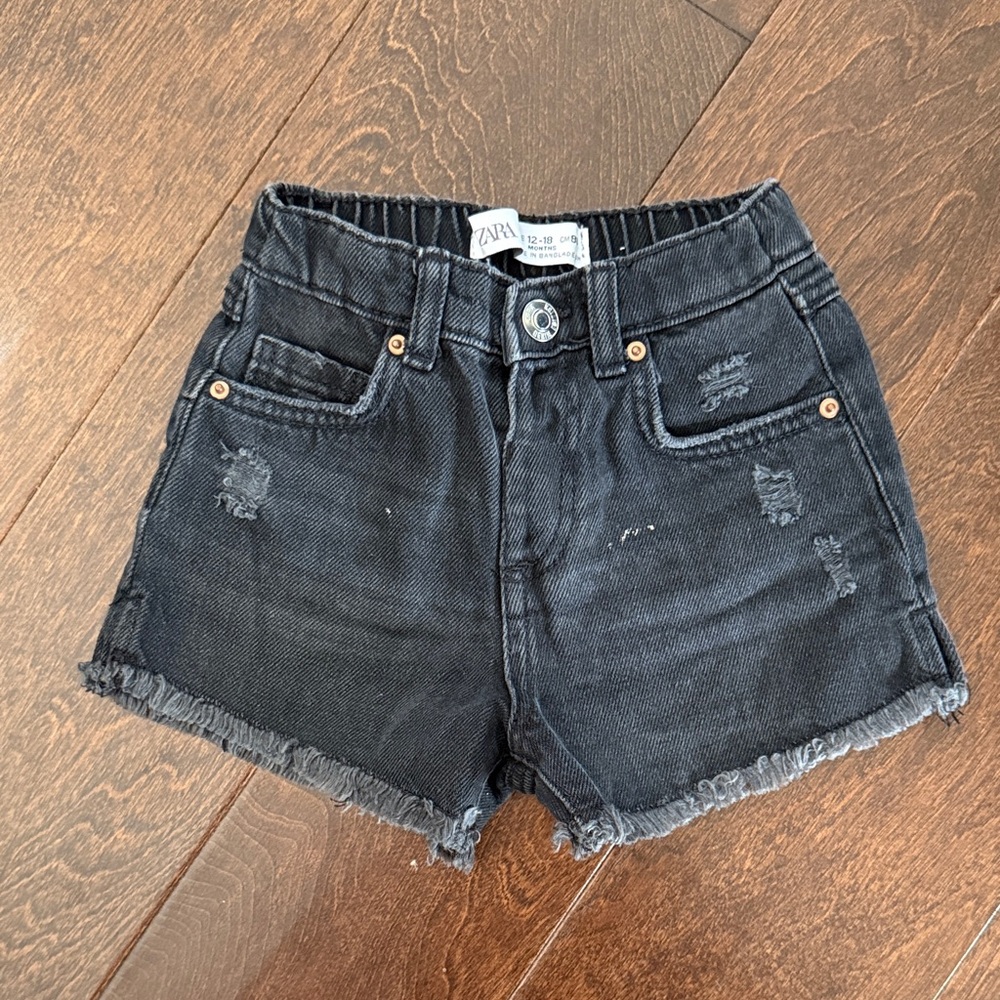 Zara Charcoal Distressed Jean Shorts